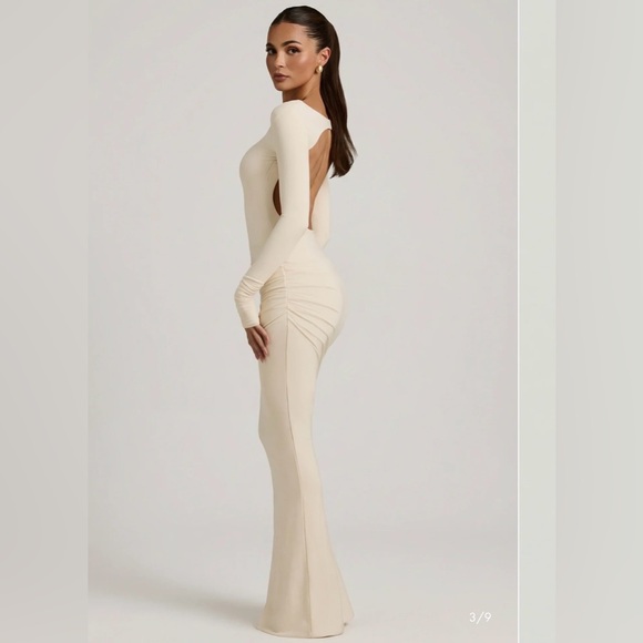 Oh Polly Dresses & Skirts - Oh Polly Modal Ruched Backless Maxi Dress in Ivory